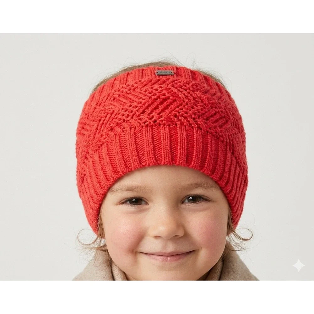 Champion Kids Ear Warmer Headband Pink Knit Cable Weave Fleece Lined One‎ Size